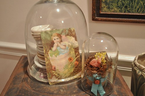 Easter decorating with cloches.
