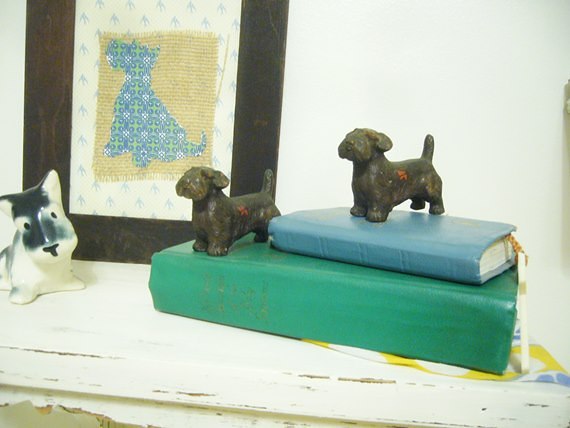 Scottie dogs on shelf in nursery : Just Vintage Home