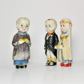 Vintage wedding cake toppers - Bride, groom and preacher