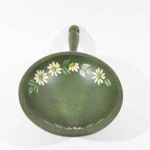 Vintage Nut Bowl Painted Green with White Daisies