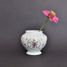 Small 3" tall Haviland Limoges jar with pink and blue flowers