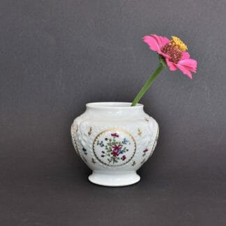 Small 3" tall Haviland Limoges jar with pink and blue flowers