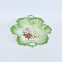 Poinsettias Vintage Christmas Bowl Hand Made Ceramic