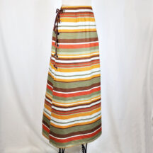 Vintage Maxi Skirt Size Small Gold, Brown, Orange, Olive Stripe Lace Up Side
