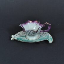 Tiny leaf and flower cup and saucer made in Japan