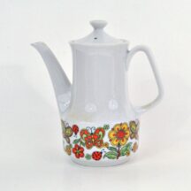 Boho coffeepot with butterflies and flowers border