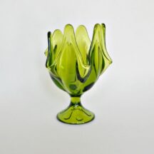 Vintage green viking handkerchief vase with 6 petals