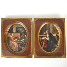 Pair of Gabriel Metsu prints, Dutch Masters, "Man Writing A Letter" and "Man and Woman Sitting At the Virginals."