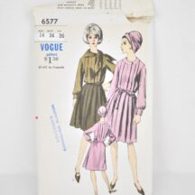 Vintage Vogue 6577, a pleated, shirtwaist dress for bust size 34