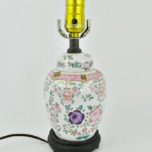 Small pink floral ginger jar lamp