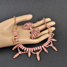 Pink Moonstone Necklace and Earring Set