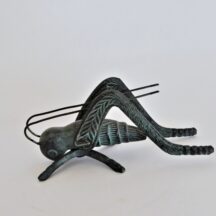 Metal Grasshopper Figurine with Verdigris Finish