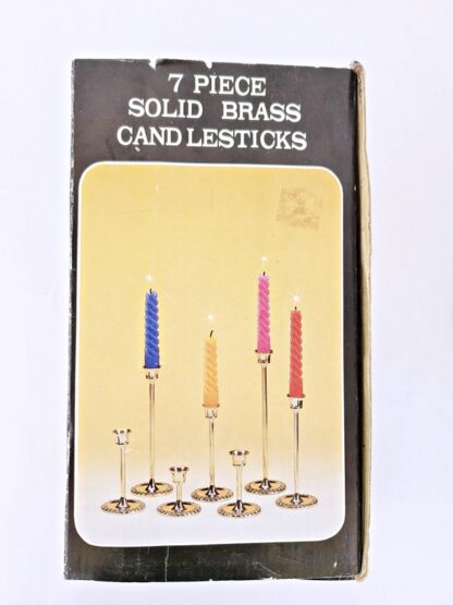 Vintage Graduating Brass Candle Holders In Original Box
