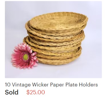 Vintage Wicker Paper Plate Holders