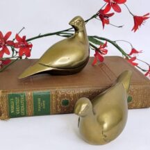Pair of vintage brass doves