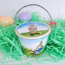 Small vintage 1980s Easter pail with lid designed by Lynn Gates