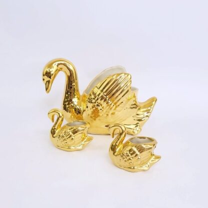 Vintage Gold Swan Family Planters by Gold Craft