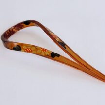 Vintage lucite brown marbleized with painted flowers