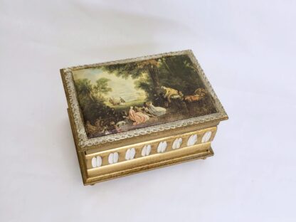 Padded satin top jewelry box. Florentine style, but made in Japan