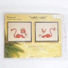 Vintage 1970s Paragon crewel kit, Ruddy Cubs, Mr. Lion