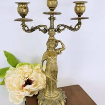 Vintage Brass Lady Tabletop Candelabra