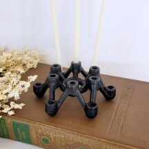 Vintage 1960s black iron spider candle holder for Tiny Tapers