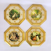 Set of 4 Italian Plaques Gold Gilt 8" Octagon Shape