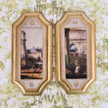 Pair of Italian Florentine plaques. Rectangular shape