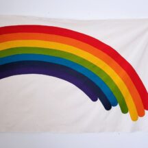 1970s fabric panel. Rainbow fabric panel possibly "Spectrum" by Hiroshi Awatsuji. International Printworks Co.