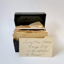 One owner collection of old recipes in tin file box.