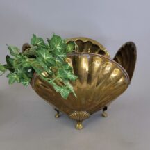 Large, vintage, brass clamshell planter/bowl.