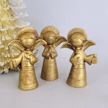 3 vintage gold 1960s Christmas angels