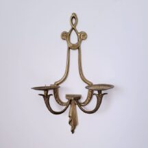 Large vintage brass candle wall sconce for pillar candles