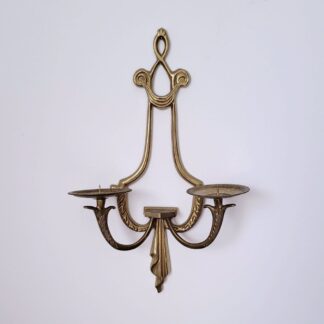 Large vintage brass candle wall sconce for pillar candles