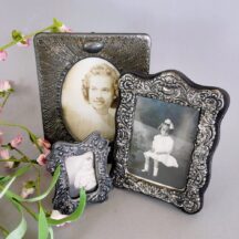 3 vintage silver tone metal frames