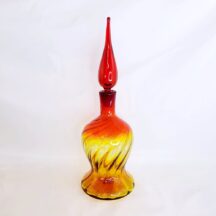 Blenko 6811 decanter and stopper in tangerine and amberina
