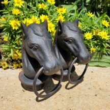 Vintage cast iron horse head hitching post tops