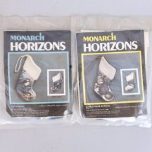 Christmas stocking ornament kits. Vintage 1979 from Monarch Horizons. Christmas Kitten and Chickadees