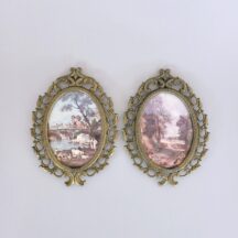 Pair of small, Italian landscape pictures in ornate frames