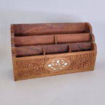 Vintage sheesham wood desk organizer