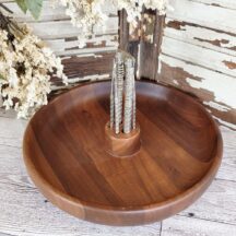 Vintage wood nut bowl with nut cracker and picks. Made by Margaret Studios