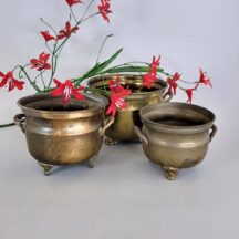 Instant collecton of 3 small brass pots.