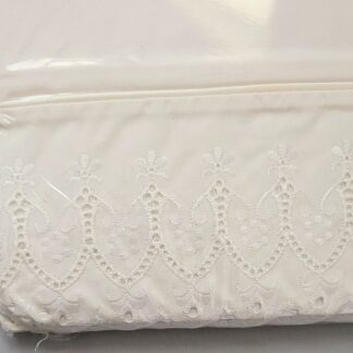 Vintage twin flat sheet. New in package. Nobility Plus embroidered eyelet top edge