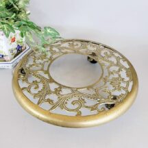 Vintage rolling brass plant stand
