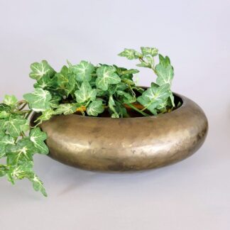 Hammered brass bowl planter made in India in the 1980s